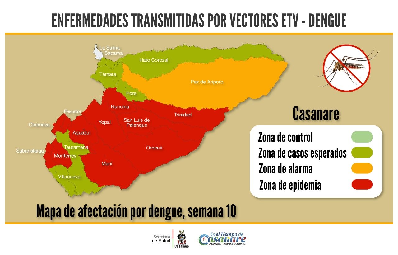 Ya van 678 casos de dengue registrados este 2022 en Casanare